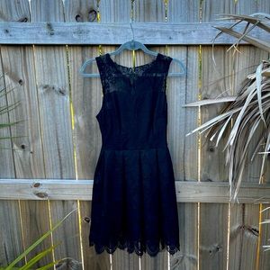 Sheer black lace skater dress